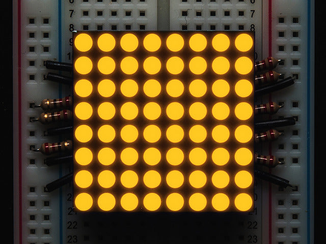 Small 1.2" 8x8 Ultra Bright Yellow-Orange LED Matrix.