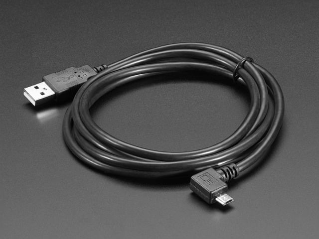 USB cable with Type A and Right Angle Micro B end