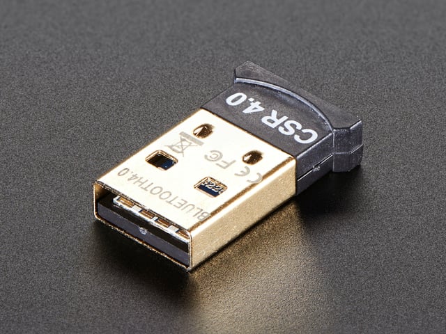 Angled shot of a Bluetooth 4.0 USB Module. 