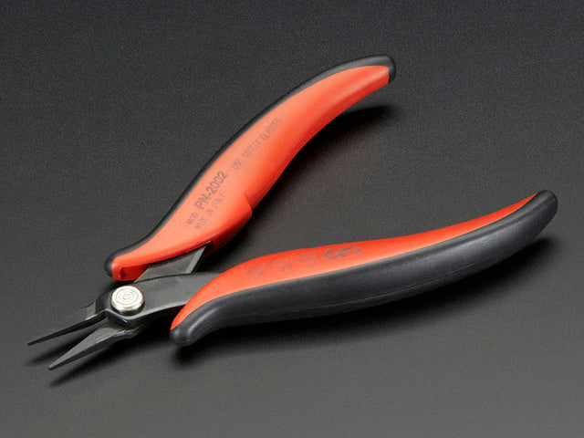 Red and black flat needle-nose pliers