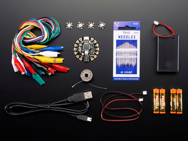 A collection of electronic parts included in kit.