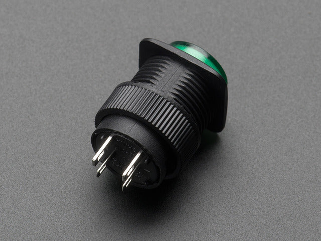16mm Illuminated Pushbutton - Green Latching On/Off Switch
