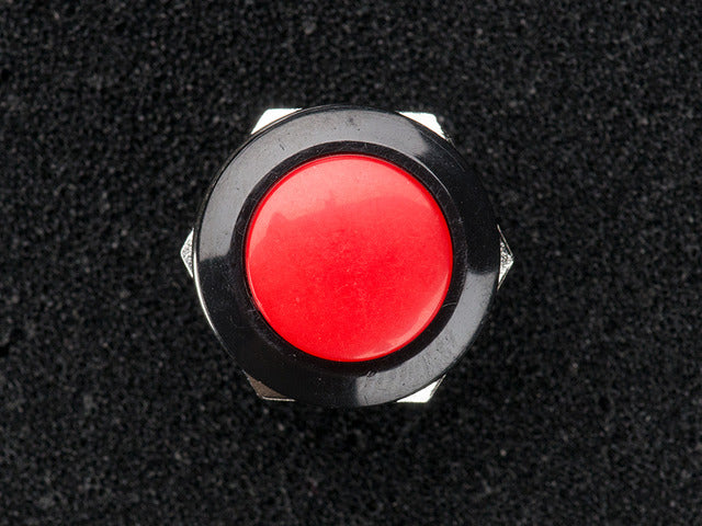 16mm Panel Mount Momentary Pushbutton -  Red