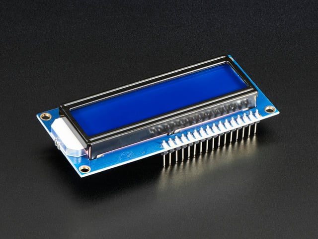 Character LCD with 16x2 characters, with header soldered on