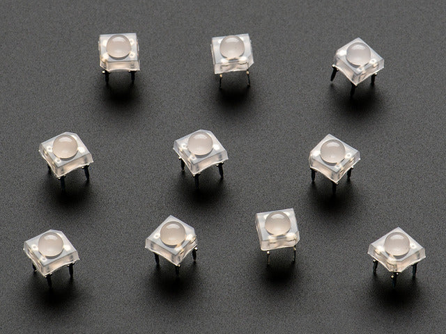 Array of unlit square, four legged LEDs