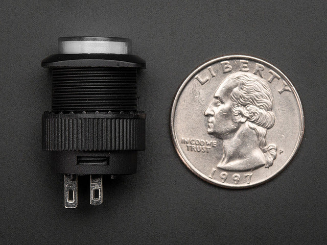 16mm Illuminated Pushbutton - White Latching On/Off Switch