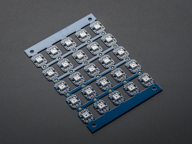 Sheet of 25 Breadboard-friendly RGB Smart NeoPixels