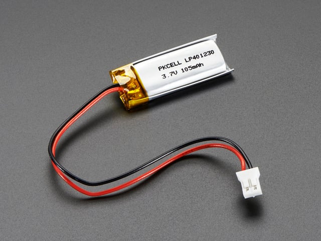 Lithium Ion Polymer Battery 3.7v 100mAh with JST 2-PH connector