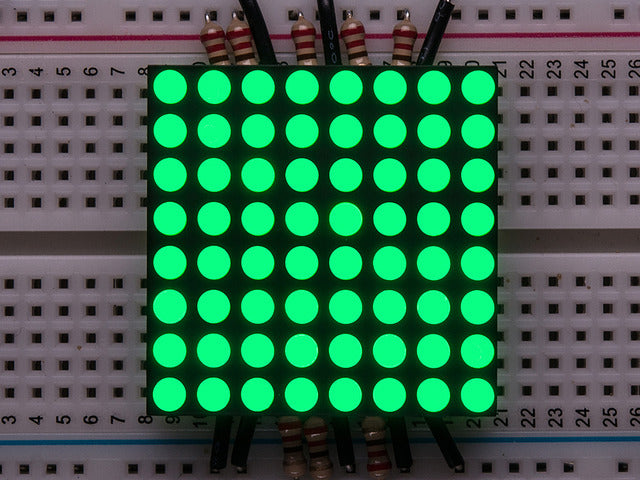 Small 1.2" 8x8 Ultra Bright Pure Green LED Matrix.