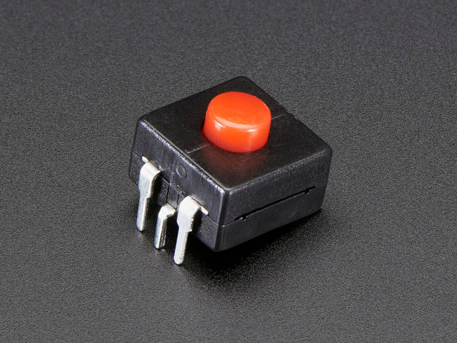 Angled shot of red on-off power button