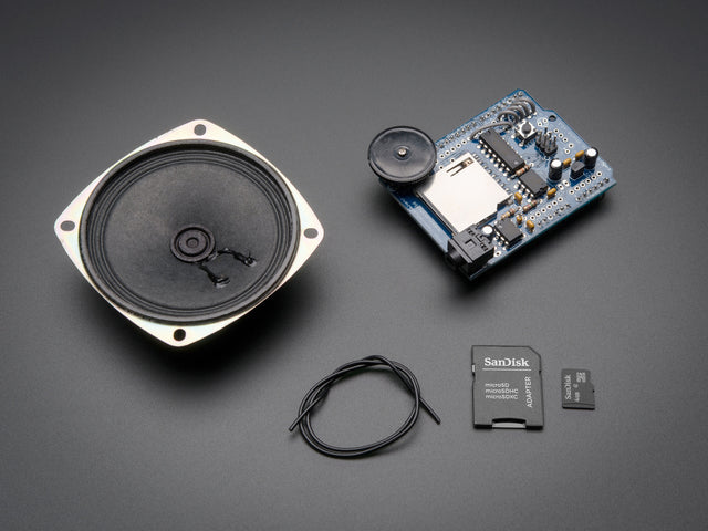 Top down view of Music & sound add-on pack for Arduino.