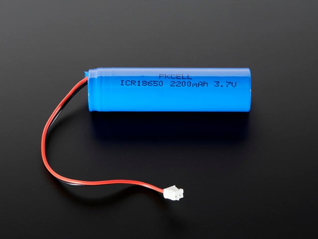 Lithium Ion Cylindrical Battery - 3.7v 2200mAh with JST PH connector