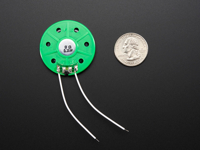 Thin Plastic Speaker w/Wires - 8 ohm 0.25W