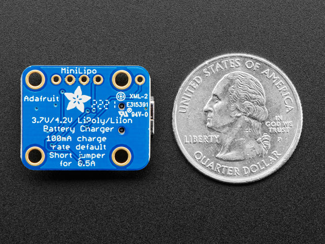 Adafruit Mini Lipo w/Mini-B USB Jack - USB LiIon/LiPoly charger