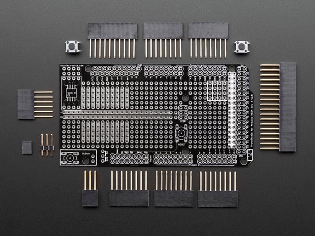 Top view of disassembled Mega protoshield for Arduino