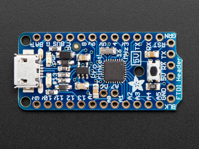 Top of Adafruit Pro Trinket - 5V 16MHz.