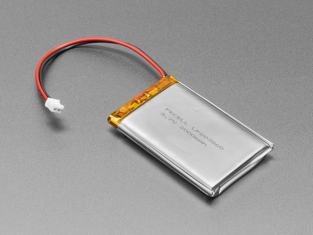 Lithium Ion Polymer Battery 3.7v 2000mAh with JST 2-PH connector