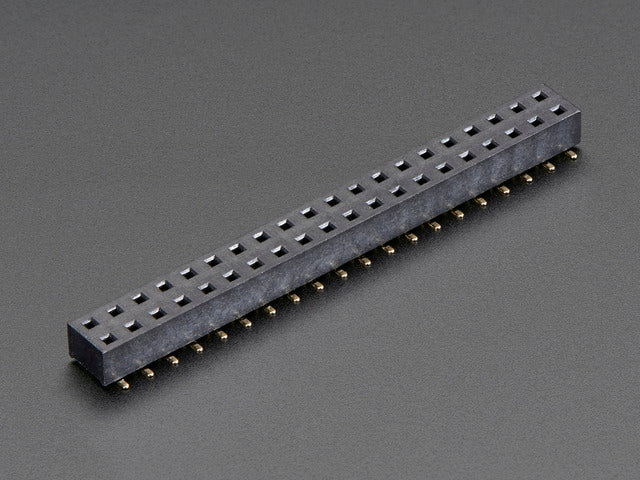 Angled shot of SMT GPIO Header for Raspberry Pi HAT - 2x20 Short Female Header