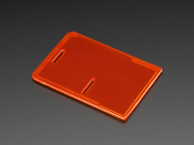 Angled shot of Raspberry Pi Model B+ / Pi 2 / Pi 3 Case Lid in Orange.