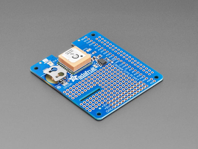 Angled shot of Adafruit Ultimate GPS HAT for Raspberry Pi A+/B+/Pi 2/3/Pi 4