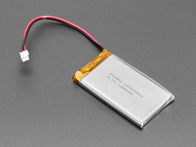 Lithium Ion Polymer Battery 3.7v 1200mAh with JST 2-PH connector