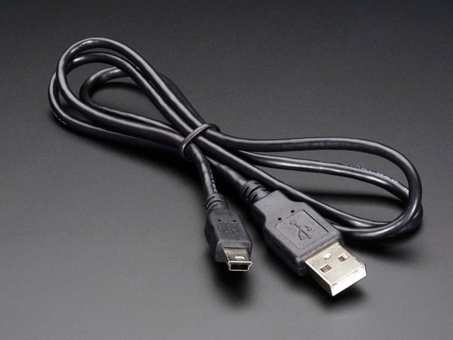 USB cable with Type A and Mini B ends