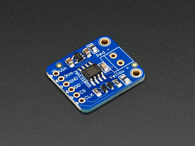 Angled shot of a Thermocouple Amplifier breakout board.