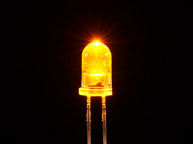 Single LED lit up bright yellow