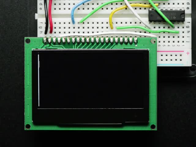 Animation of lines drawing on a Monochrome 2.42" 128x64 OLED Graphic Display.