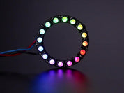 NeoPixel Ring with 16 x 5050 RGBW LEDs lighting up rainbow and white