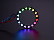 NeoPixel Ring with 16 x 5050 RGBW LEDs lighting up rainbow and white