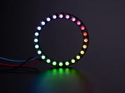 NeoPixel Ring with 24 x 5050 RGBW LEDs lighting up rainbow and white