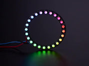 NeoPixel Ring with 24 x 5050 RGBW LEDs lighting up rainbow and white