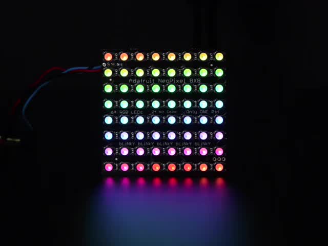 Adafruit NeoPixel NeoMatrix 8x8 - 64 RGBW LED Pixel Matrix lit up rainbow and white