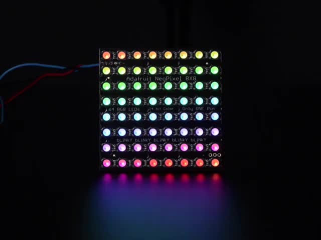 Adafruit NeoPixel NeoMatrix 8x8 - 64 RGBW LED Pixel Matrix lit up rainbow and white