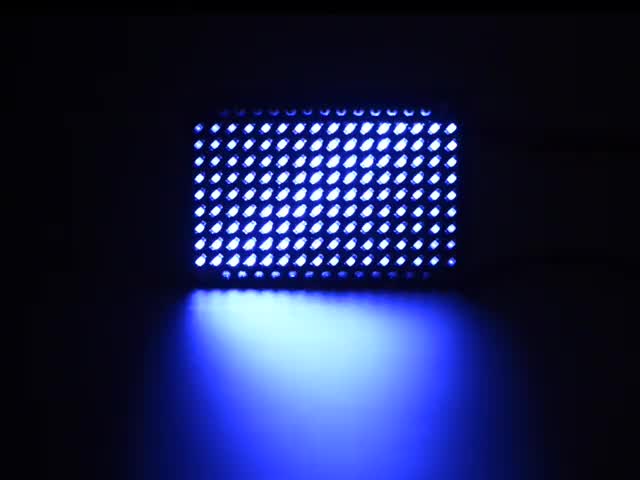 Assembled and powered matrix board emitting Blue LEDs