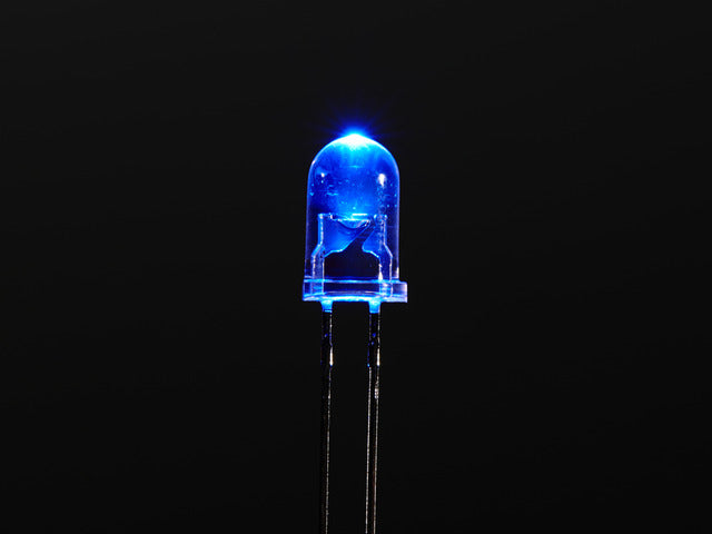 Single LED lit up bright blue