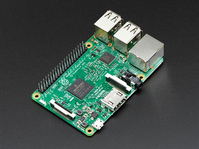 Angled shot of Raspberry Pi 3 - Model B.