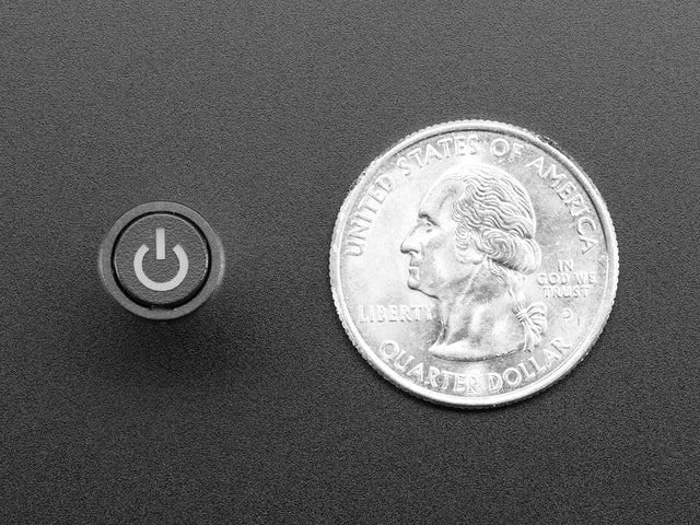 Mini Illuminated Momentary Pushbutton - Red Power Symbol