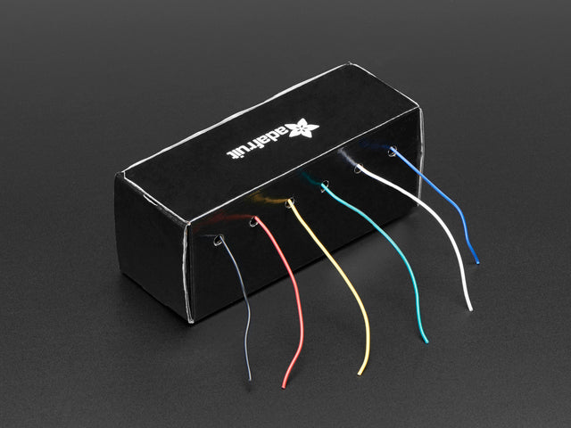 Hook-up Wire Spool Set in box with 6 colorful wires coming out