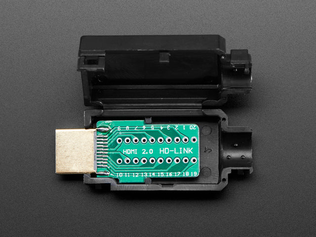 HDMI Plug Breakout Board with plastic snap-case