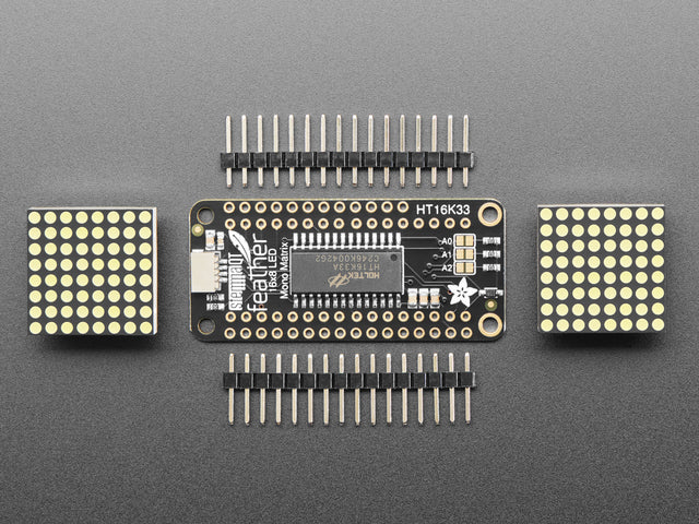 Adafruit 0.8" 8x16 LED Matrix FeatherWing Display Kit - White