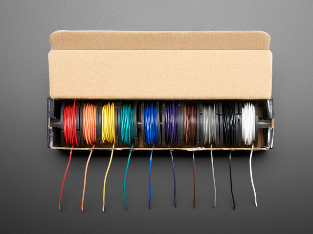Hook-up Wire Spool Set - 22AWG Solid Core - 10 x 25ft