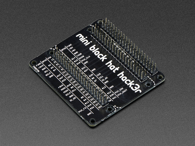 Angled shot of Pimoroni Mini Black HAT Hack3r