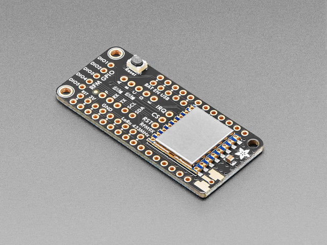 Angled shot of Adafruit LoRa Radio FeatherWing - RFM95W 433 MHz