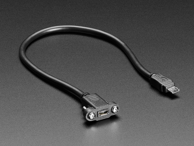 Panel Mount Extension USB Cable - Micro B Male to Micro B Female