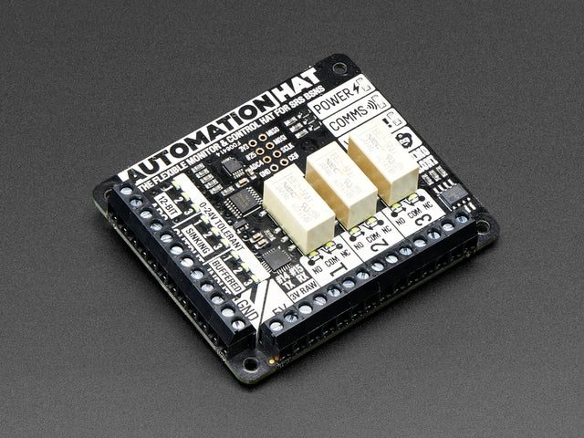 Angled shot of Pimoroni Automation HAT for Raspberry Pi 