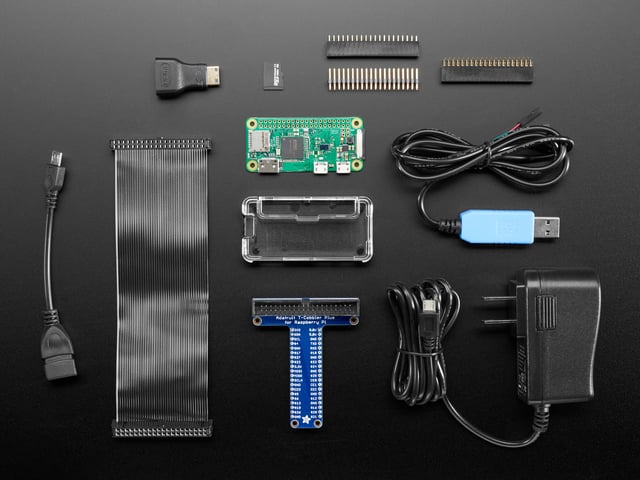Components included in a Raspberry Pi Zero W Starter Pack - Includes Pi Zero W