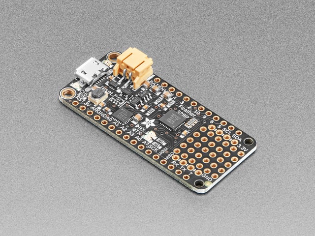 Angled shot of rectangular microcontroller.