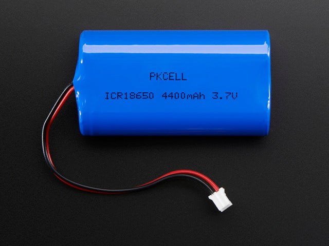 Lithium Ion Battery Pack with two round cells 3.7V 4400mAh with JST PH connector